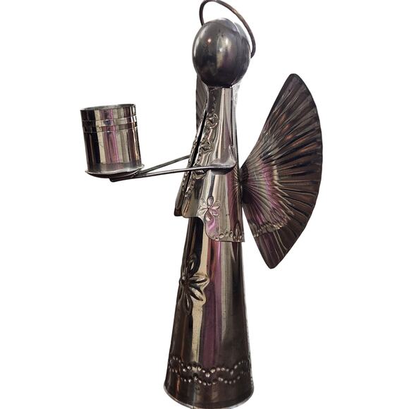 Vintage Hammered Tin Angle Candle Holder - Picture 1 of 3